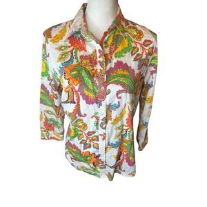 Vtg Polo Ralph Lauren Abstract Paisley Flower Art Shirt Sport Beach 90s Sz L